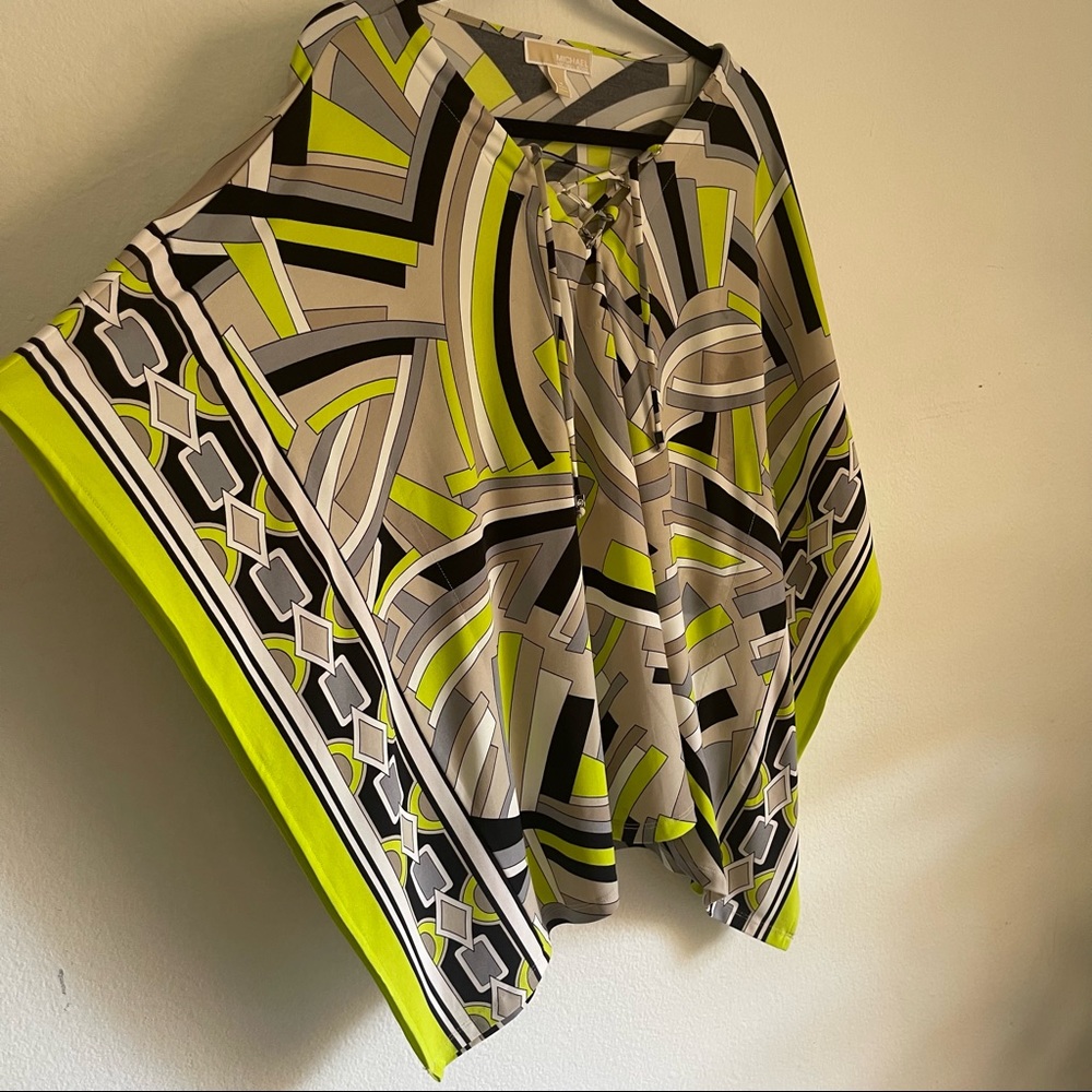 MICHAEL KORS~Top~Kaftan Style Tunic~Multi-Color Print~Sz M
